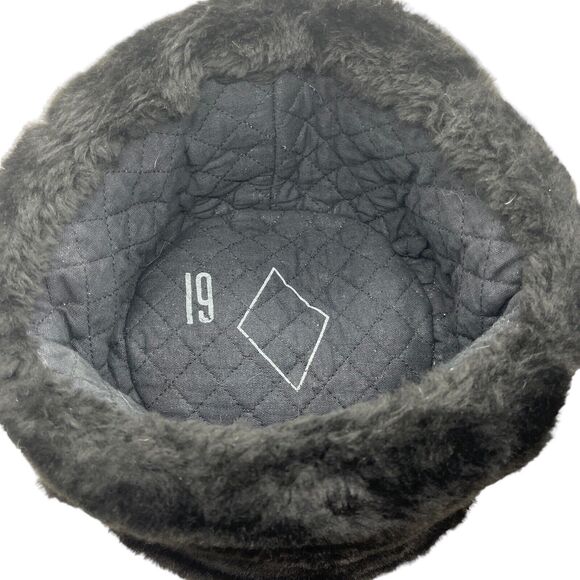 Hunting Hat Trapper Russian Ushanka Aviator Size 7 Faux Fur Vintage Black - Picture 10 of 16